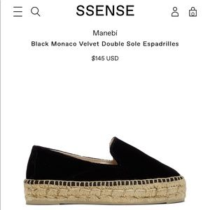 NWOT Manebi Platform Velvet Espadrilles